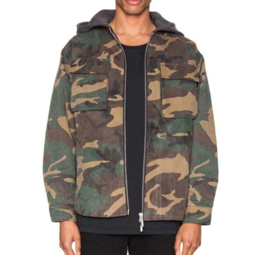RHUDE Camo‎ Print Hooded Jacket Quilted Zip Up Cotton Coat Parka Size Small NWOT